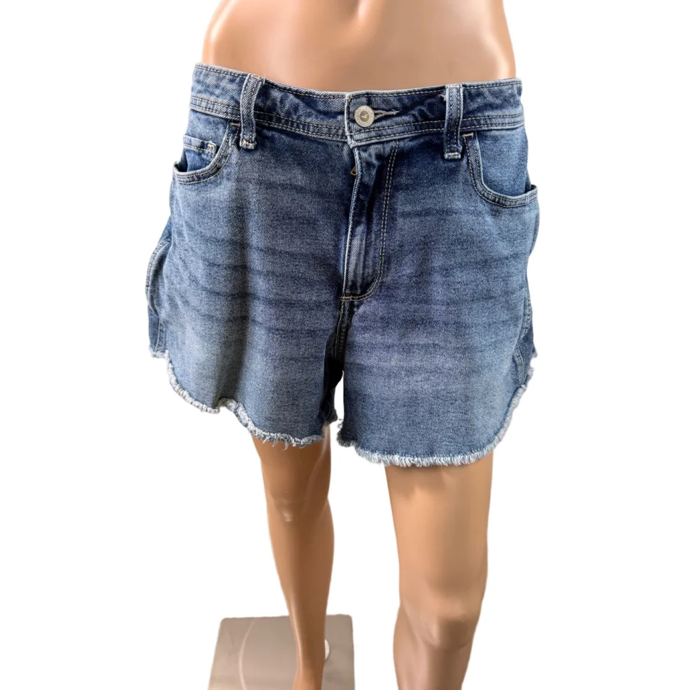 Woman's Hollister Blue Curvy High-Rise Vintage Stretch Cutoff Jean Shorts 13 Y2K